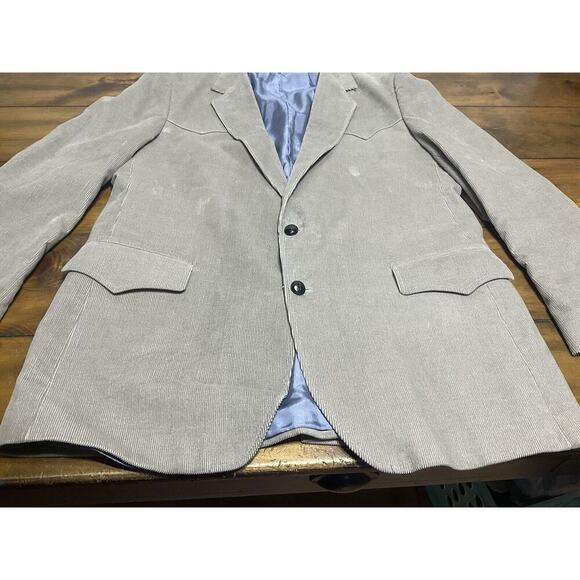 Brad Whitney Western Mens 44L Gray Light Blue Corduroy Sports Coat Jacket Blazer - Picture 7 of 16